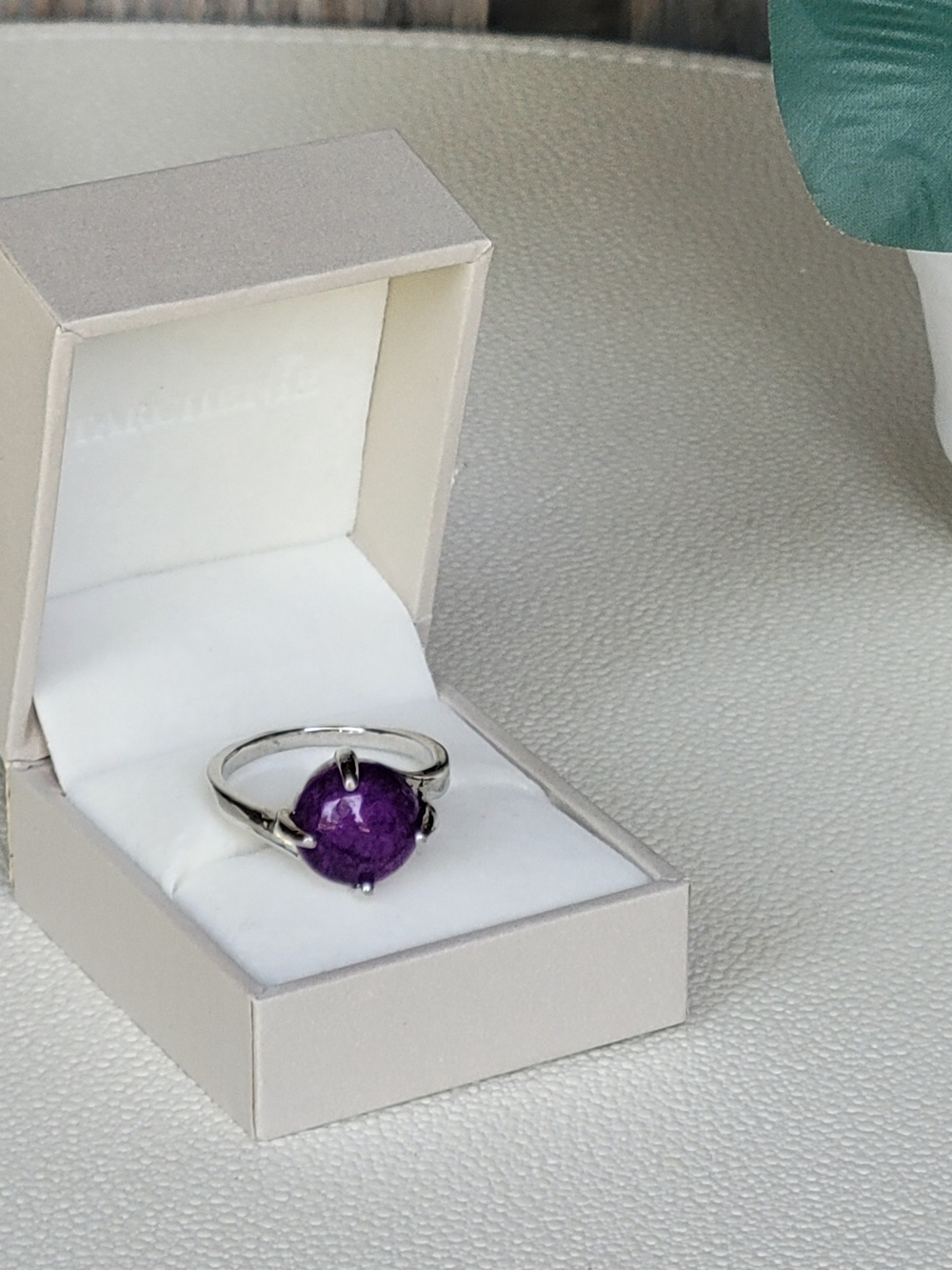 Silver Ring with Purple Stone - Women's Fashion Ring 9